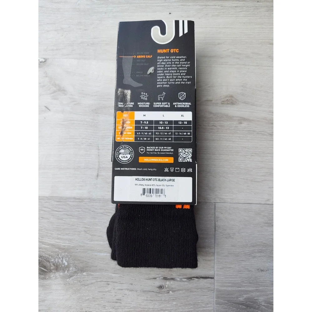 Hollow Performance Alpaca Hunt Socks Black‎ Over The Calf Large New With Tags